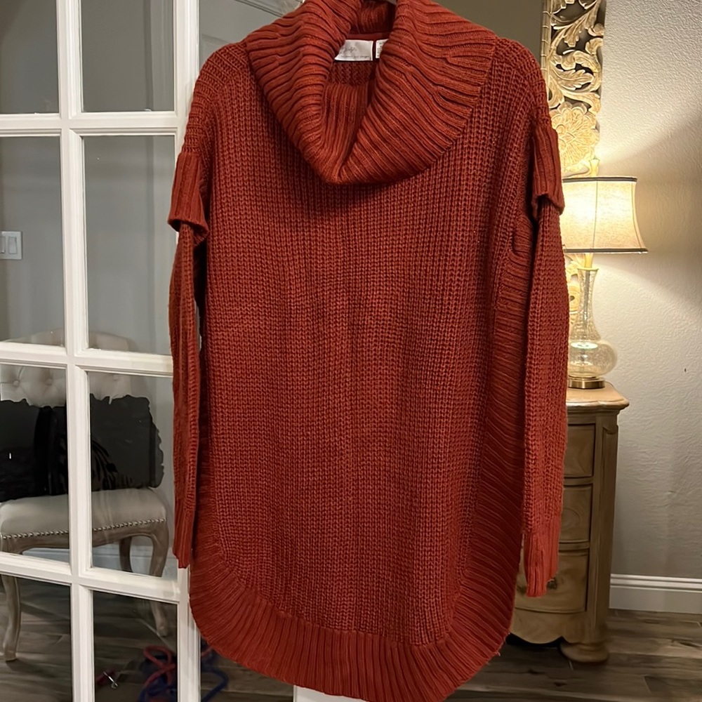 RD Style Women’s Burgundy Cowl neck Sweater to be worn over tank